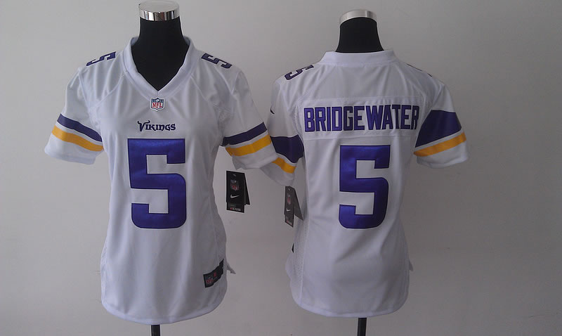 Womens Nike Minnesota Vikings #5 Bridgewater White Game Jerseys