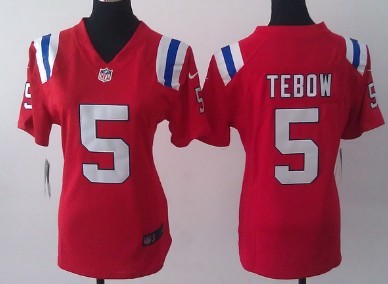 Womens Nike New England Patriots #5 Tim Tebow Red Game Jerseys