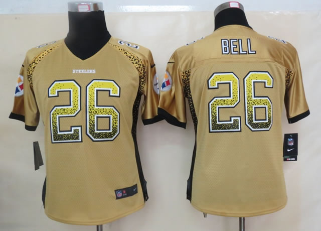 Womens Nike Pittsburgh Steelers #26 Bell 2013 Drift Fashion Gold Elite Jerseys