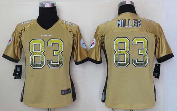 Womens Nike Pittsburgh Steelers #83 Miller 2013 Drift Fashion Gold Elite Jerseys