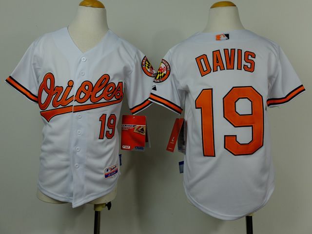 Youth Baltimore Orioles #19 Chris Davis White Jerseys