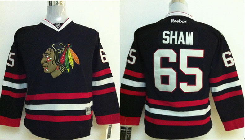 Youth Chicago Blackhawks #65 Andrew Shaw Black Jerseys