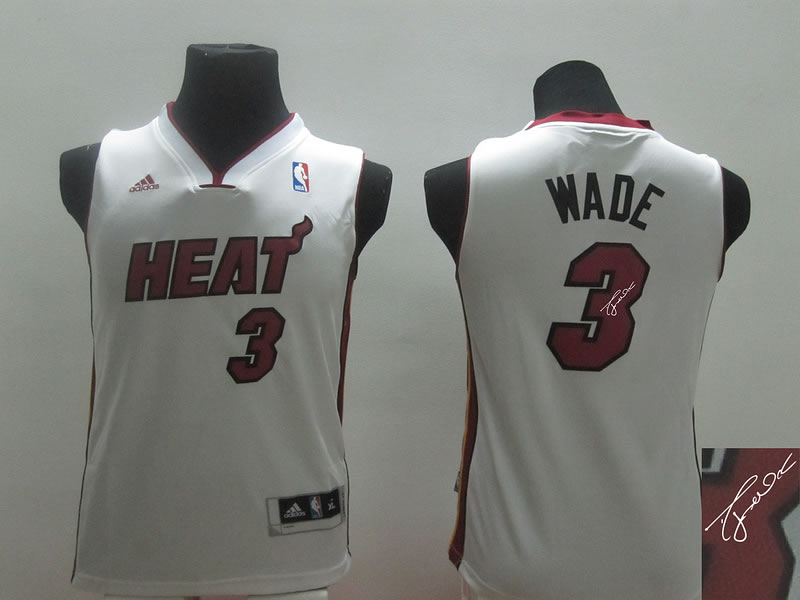 Youth Miami Heat #3 Dwyane Wade Swingman White Signature Edition Jerseys