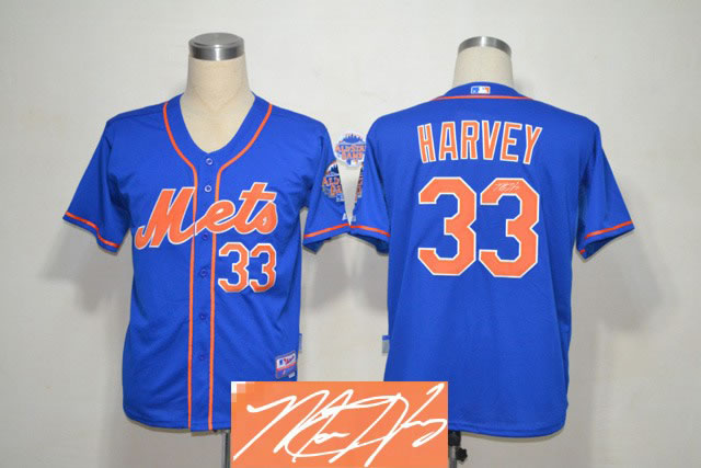 Youth New York Mets #33 Matt Harvey Blue Signature Edition Jerseys