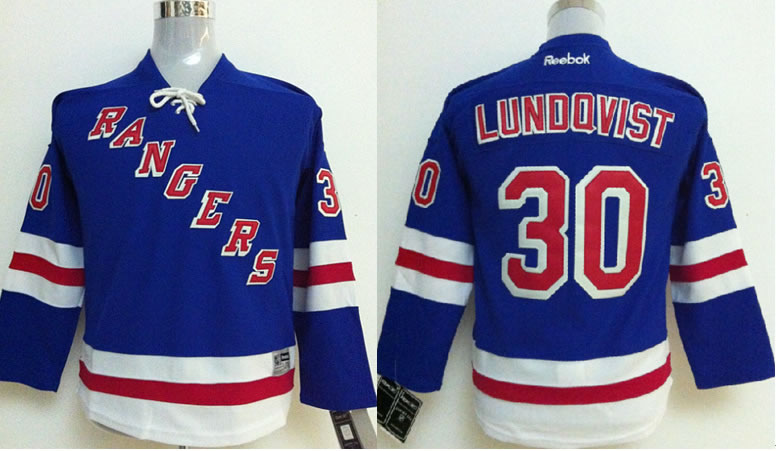 Youth New York Rangers #30 Henrik Lundqvist Light Blue Jerseys