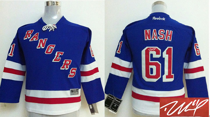 Youth New York Rangers #61 Rick Nash Light Blue Signature Edition Jerseys