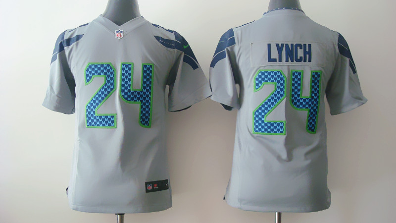 Youth Nike Seattle Seahawks #24 Lynch Gray Game Jerseys