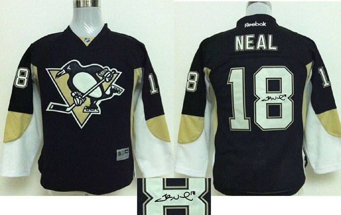 Youth Pittsburgh Penguins #18 James Neal Black Signature Edition Jerseys