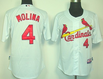 Youth St. Louis Cardinals #4 Yadier Molina White Jerseys