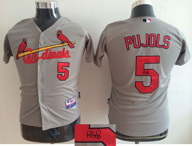 Youth St. Louis Cardinals #5 Pujlos Gray Signature Edition Jerseys