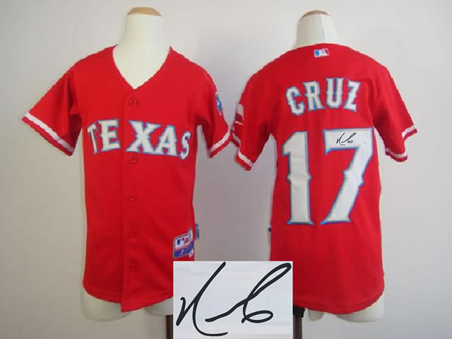 Youth Texas Rangers #17 Nelson Cruz Red Signature Edition Jerseys