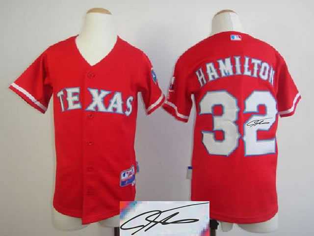 Youth Texas Rangers #32 Hamilton Red Signature Edition Jerseys