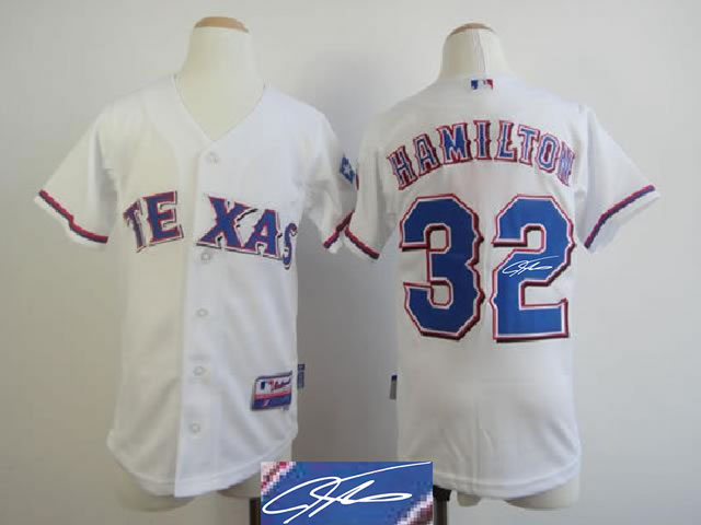 Youth Texas Rangers #32 Hamilton White Signature Edition Jerseys