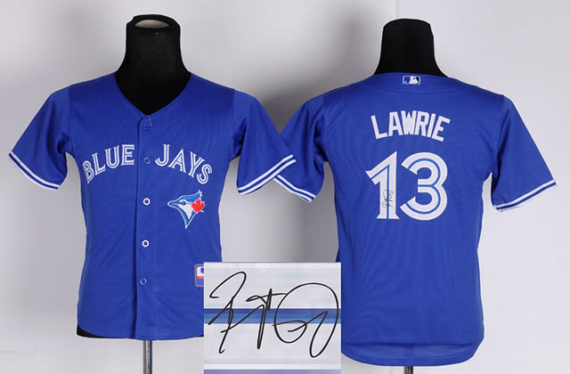 Youth Toronto Blue Jays #13 Brett Lawrie Blue Signature Edition Jerseys