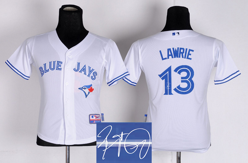 Youth Toronto Blue Jays #13 Brett Lawrie White Signature Edition Jerseys