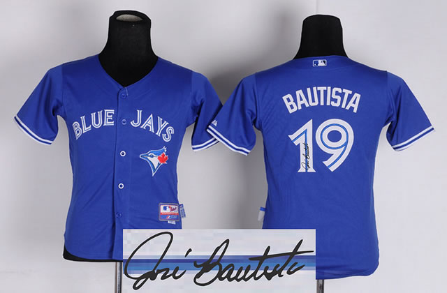 Youth Toronto Blue Jays #19 Jose Bautista Blue Signature Edition Jerseys