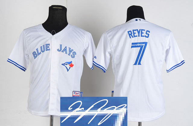 Youth Toronto Blue Jays #7 Jose Reyes White Signature Edition Jerseys