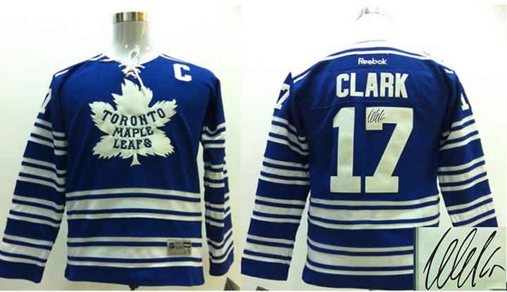 Youth Toronto Maple Leafs #17 Wendel Clark 2014 Winter Classic Blue Signature Edition Jerseys