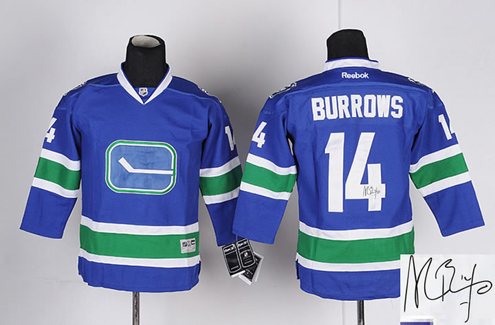 Youth Vancouver Canucks #14 Alexandre Burrows Blue Third Signature Edition Jerseys