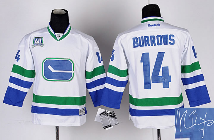 Youth Vancouver Canucks #14 Burrows 40th Third White Signature Edition Jerseys