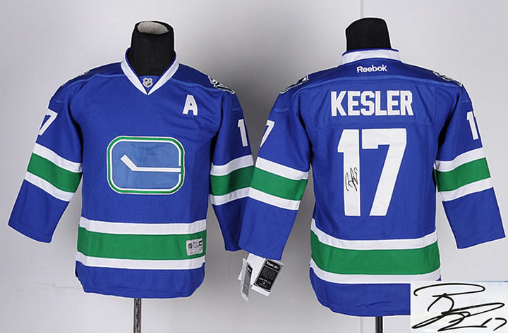Youth Vancouver Canucks #17 Kesler Blue Third Signature Edition Jerseys