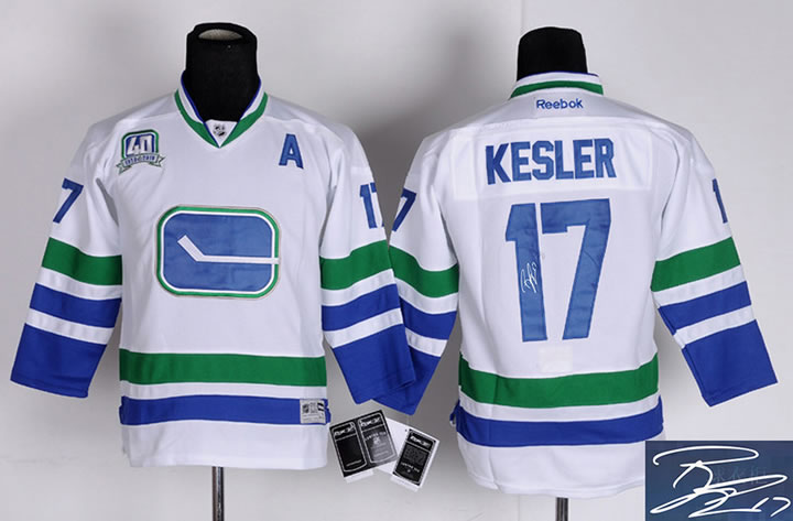 Youth Vancouver Canucks #17 Ryan Kesler White Third Signature Edition Jerseys