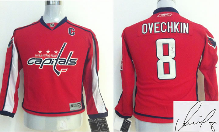 Youth Washington Capitals #8 Ovechkin Red Signature Edition Jerseys