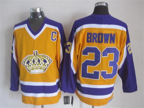 Los Angeles Kings #23 Dustin Brown Yellow With Purple Throwback Jerseys