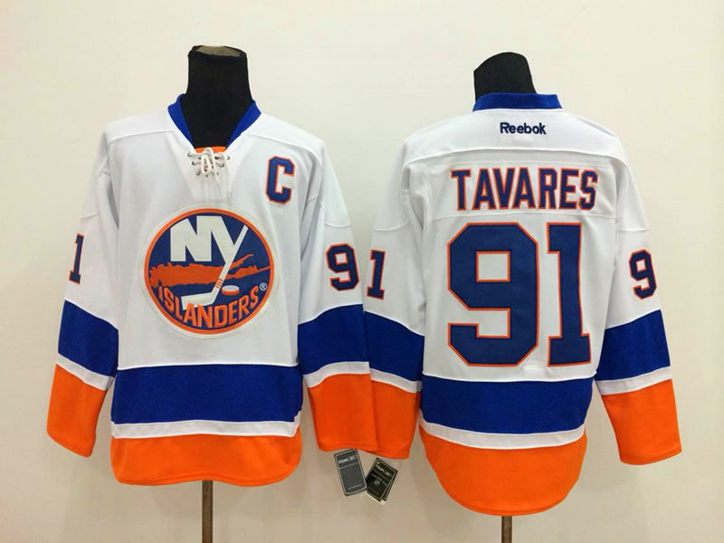 New York Islanders #91 John Tavares White Jerseys