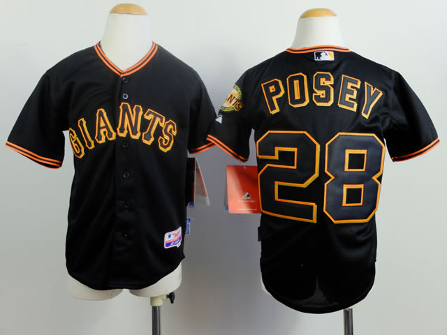 Youth San Francisco Giants #28 Buster Posey Black Jerseys