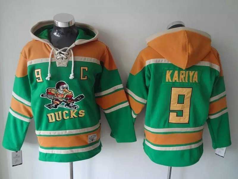 Anaheim Ducks #9 Paul Kariya Green Stitched Hoodie