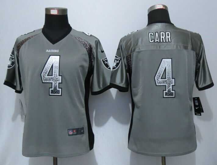 Womens Nike Okaland Raiders #4 Carr Drift Fashion Gray Elite Jerseys