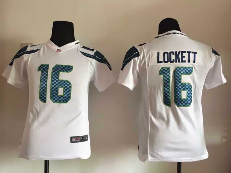 Youth Nike Seattle Seahawks #16 Lockett White Game Jerseys