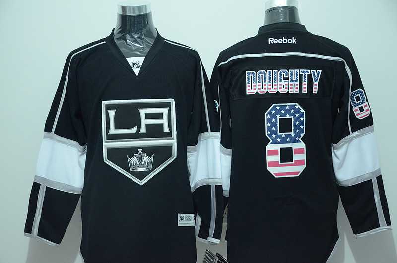 Los Angeles Kings #8 Drew Doughty USA Flag Fashion Black Jerseys