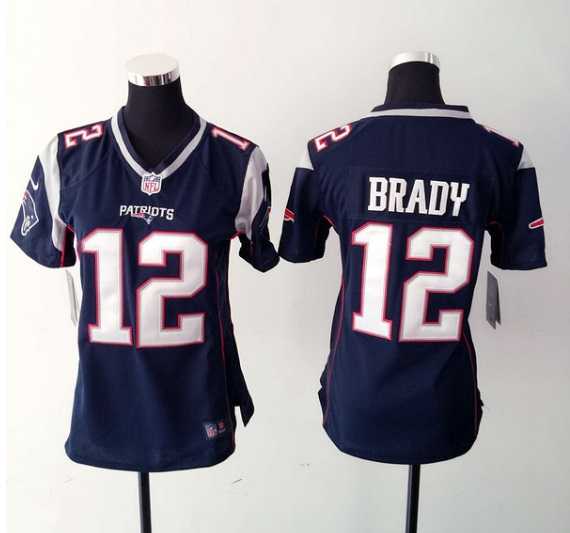 Womens Nike New England Patriots #12 Tom Brady 2015 Navy Blue Game Jerseys