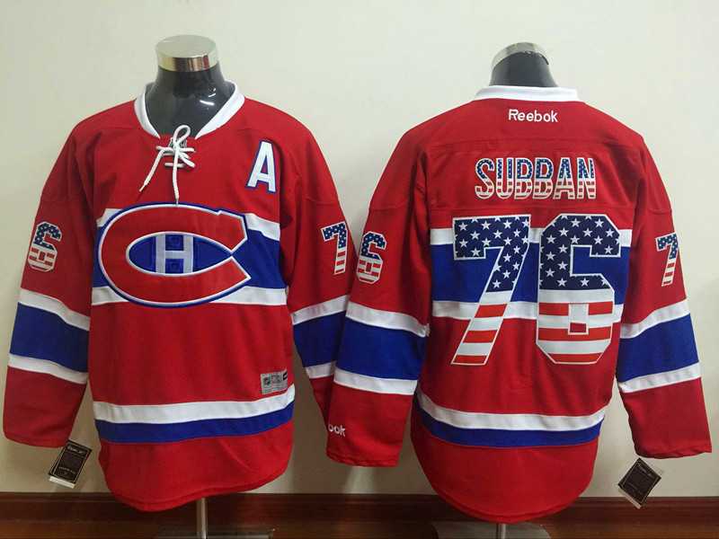 Montreal Canadiens #76 P.K Subban USA Flag Fashion Red Jerseys