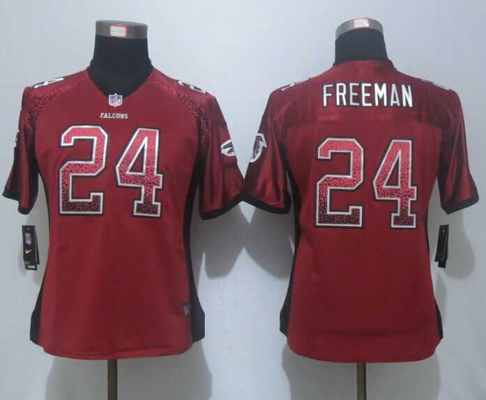 Womens Nike Atlanta Falcons #24 Freeman Drift Fashion Red Elite Jerseys
