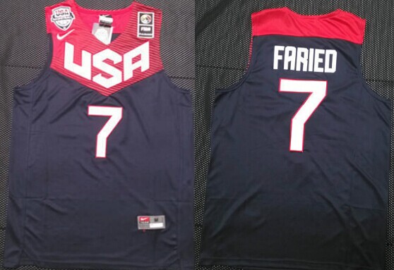 2014 FIBA Team USA #7 Kenneth Faried Revolution 30 Swingman Navy Blue Jerseys