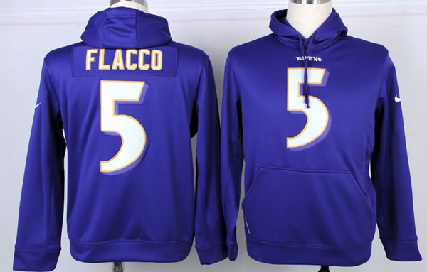 Nike Baltimore Ravens #5 Joe Flacco Pullover Hoodie Purple