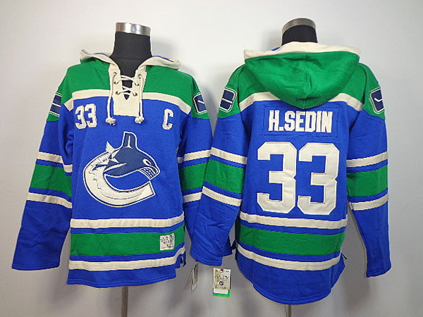 Vancouver Canucks #33 Henrik Sedin With C Patch Blue Hoodie