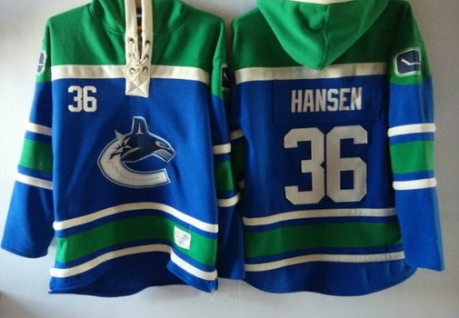 Vancouver Canucks #36 Jannik Hansen Blue Hoody