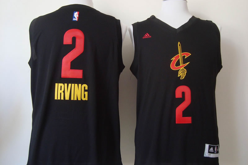 Cleveland Cavaliers #2 Kyrie Irving 2015 Black With Red Fashion Jerseys