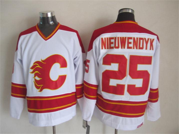 Calgary Flames #25 Joe Nieuwendyk White Throwback CCM Jerseys