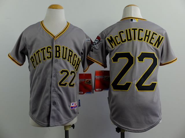 Youth Pittsburgh Pirates #22 Andrew McCutchen Gray Jerseys