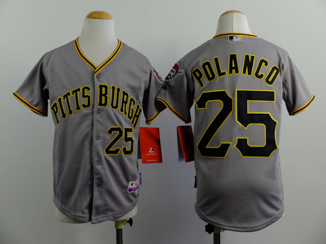 Youth Pittsburgh Pirates #25 Polanco Gray Jerseys