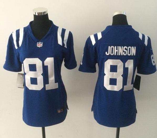 Womens Nike Indianapolis Colts #81 A.Johnson Blue Game Jerseys