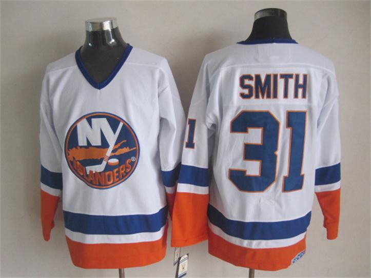 New York Islanders #31 Billy Smith CCM Throwback White Jerseys
