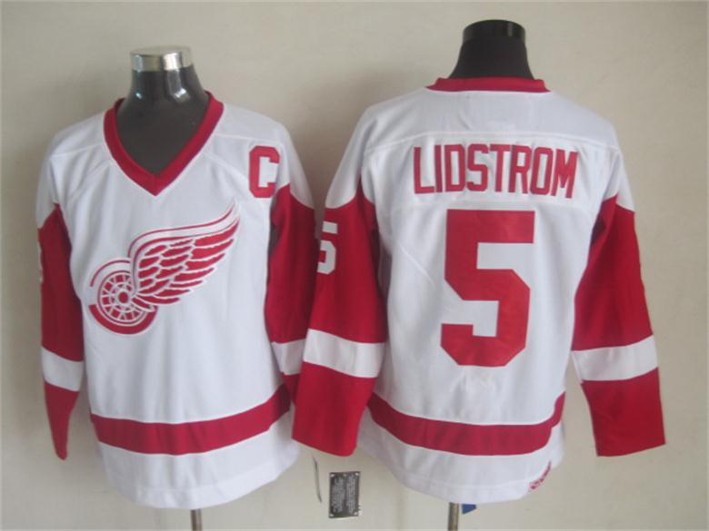 Detroit Red Wings #5 Nicklas Lidstrom White Throwback CCM Jerseys