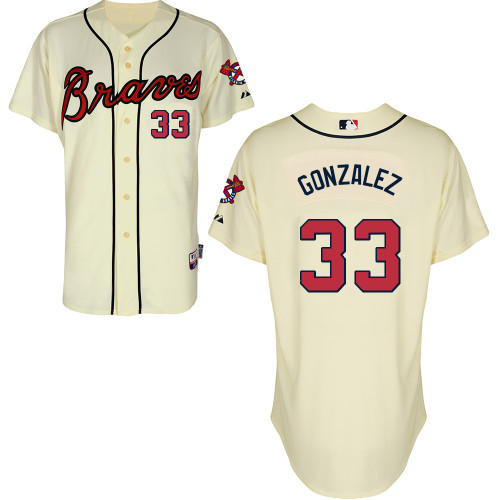 #33 Fredi Gonzalez Cream MLB Jersey-Atlanta Braves Stitched Cool Base Baseball Jersey