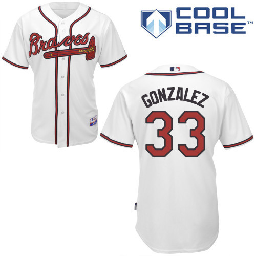 #33 Fredi Gonzalez White MLB Jersey-Atlanta Braves Stitched Cool Base Baseball Jersey